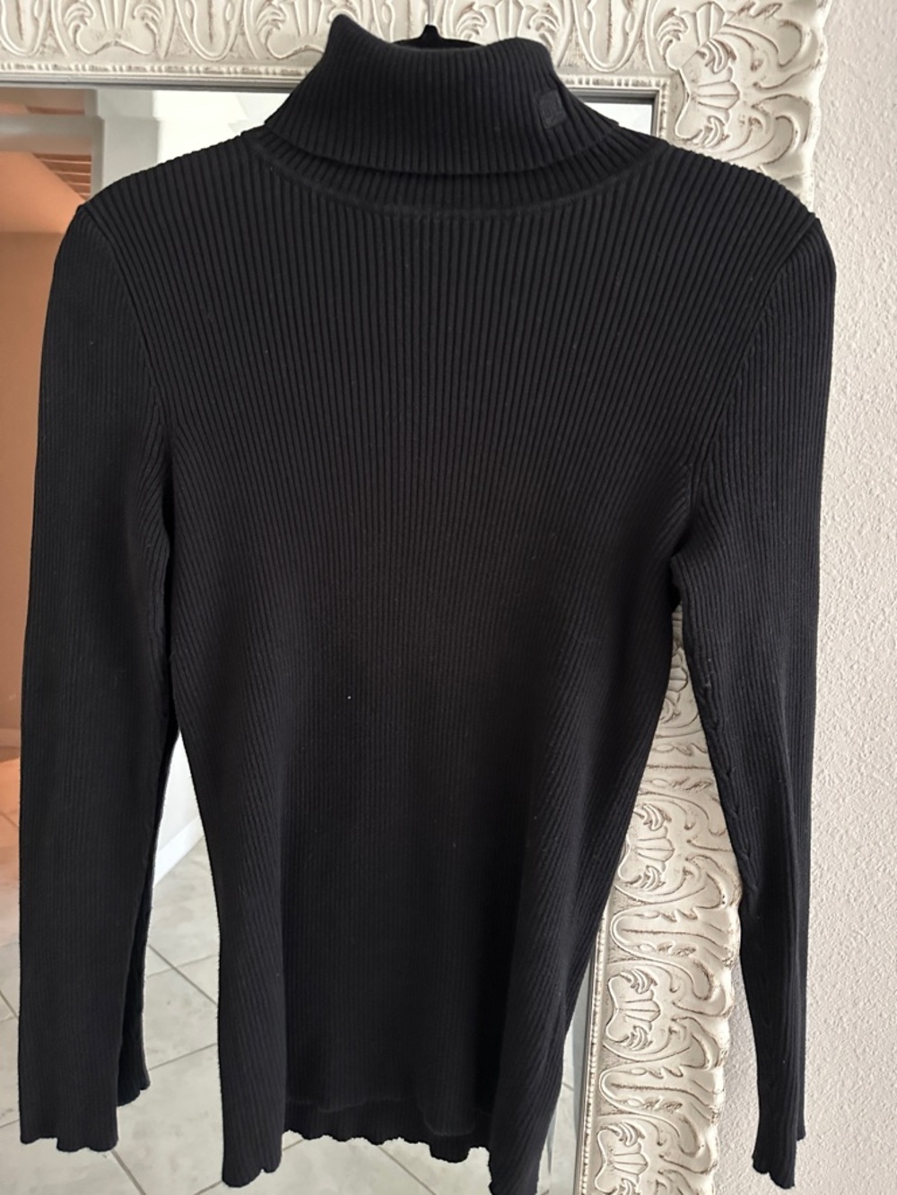 Lauren Ralph Lauren Black Ribbed Cotton Turtleneck Sweatet
